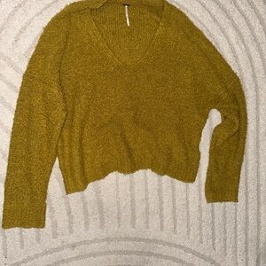 Free People Mustard V-Neck Sweater